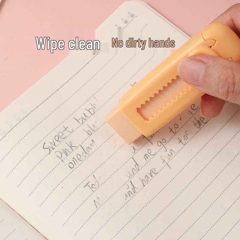 Cream-Colored Retractable Eraser: Push-Pull Design, Low-Dust, No Marks, Ideal for Students