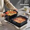 Electric Hot Pot 3L+3L Electric Cooker Stew Pot Folding Dual Steamboat Pot Mandarin Duck Pot Split Foldable Double Flavor