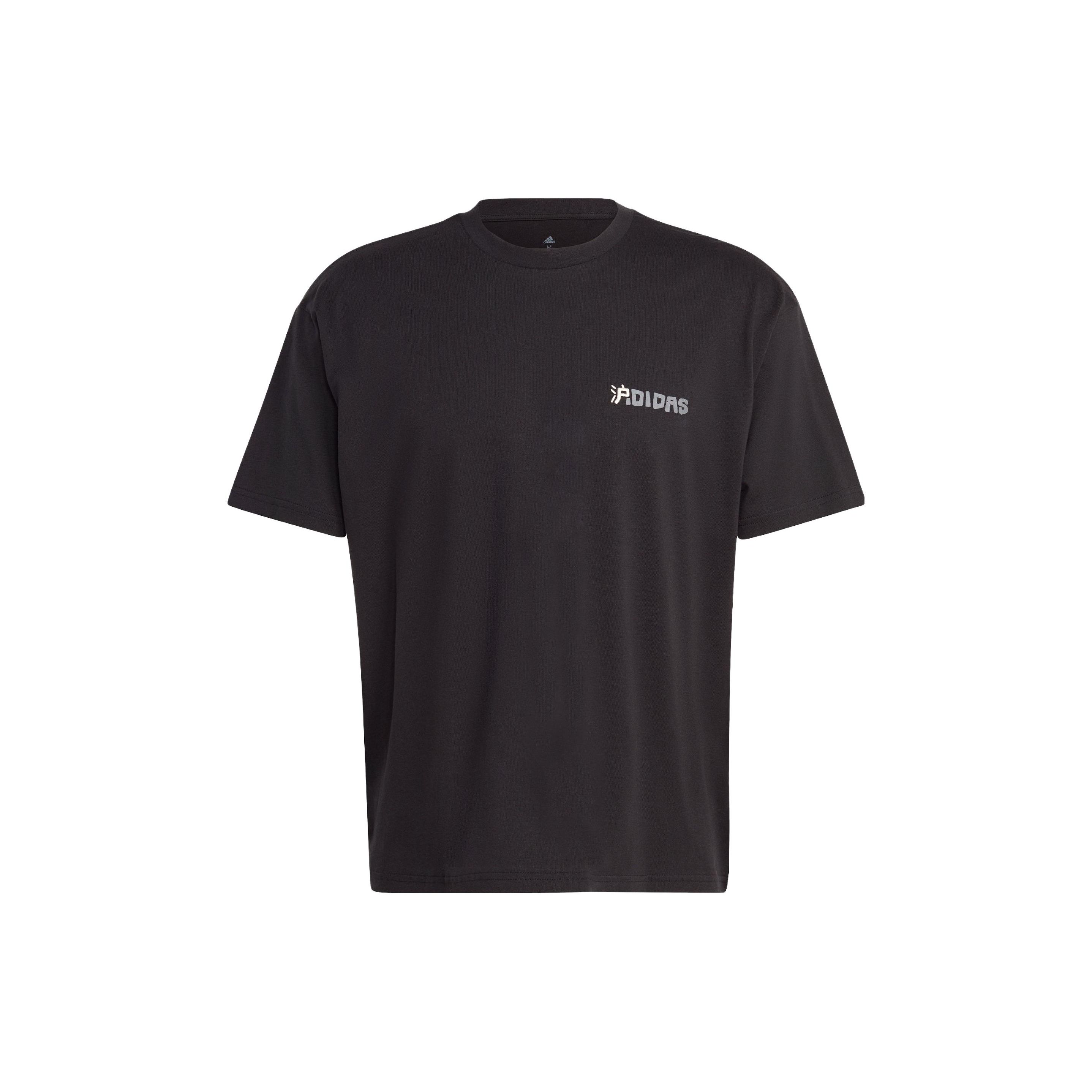 

Футболка Adidas с графическим принтом и топами унисекс свободного покроя, черная IC4714 M