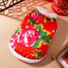 Autumn and Winter Ethnic Wind Northeast Big Flower Padded Jacket Dog Clothes Small and Medium Dog Teddy Chinese New Year Festive Pet Clothes