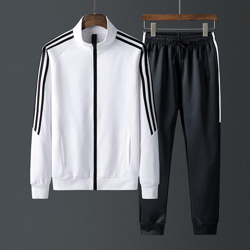 Trendy Unisex Sports Suit: Stand-up Collar Cardigan & Sweatshirt, Ideal for Spring/Autumn, Two-Piece Set, Customizable.