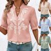 Women's New Summer V-neck Fashionable Embroidered Casual Short-sleeved Shirt