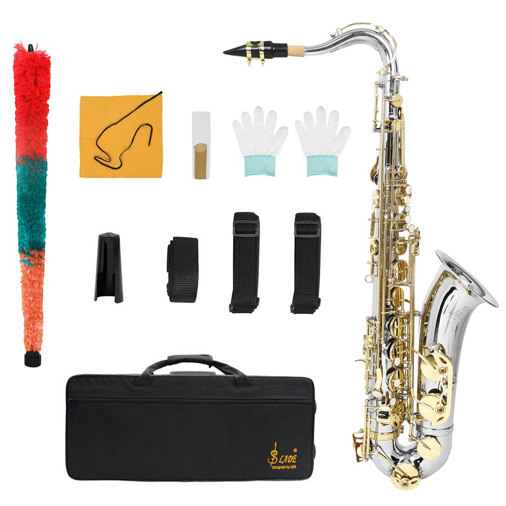 SLADE Tenor Saxophone Bb Brass Body Sax Professional Woodwind Instrument with Saxfone Case Cleaning Set Reed Accessories