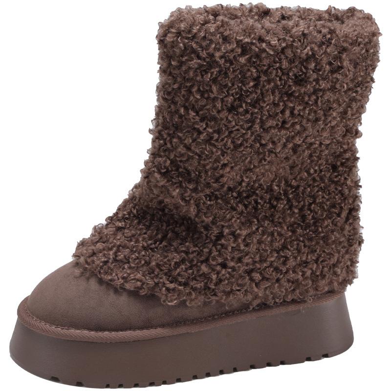 Cizme de zăpadă cu talpă groasă pentru femei, noi de toamnă și iarnă, cizme de pantalon îngroșate cu blană mică, cizme de bumbac cu talpă moale