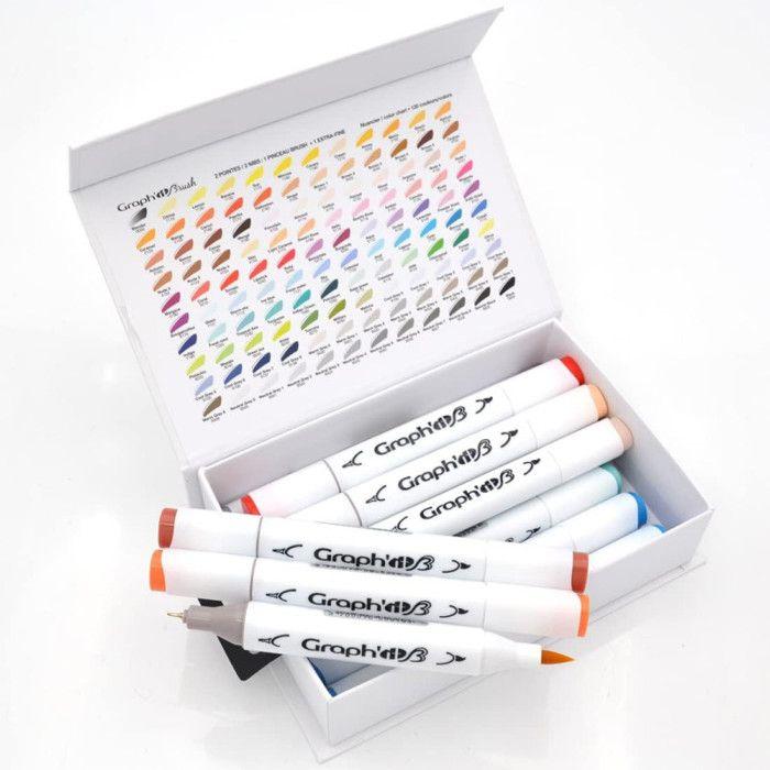 Set Manga Shonen of 12 Alcohol Markers GRAPH'IT Brush &; Extra Fine