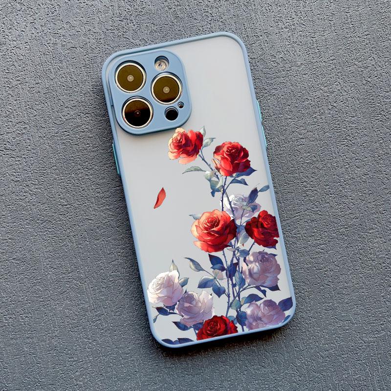 Rose Flower Phone Case For iPhone 11 Case iPhone 15 14 Pro Max 11 12 13 Pro Max Mini XR XS X 7 8 14 15 Plus SE2 Shockproof Cover