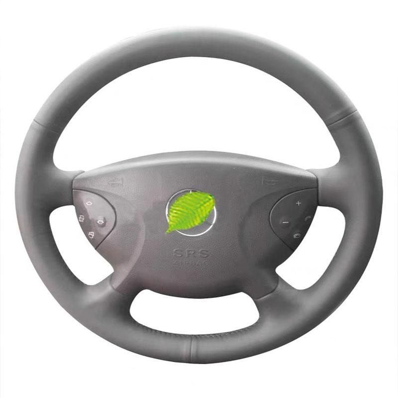 Für Mercedes Benz E-Klasse W211 G-Klasse W463 2002-2007 Handgenähtes graues Echleder Pfirsichholzmaserung Lenkradbezug BD1