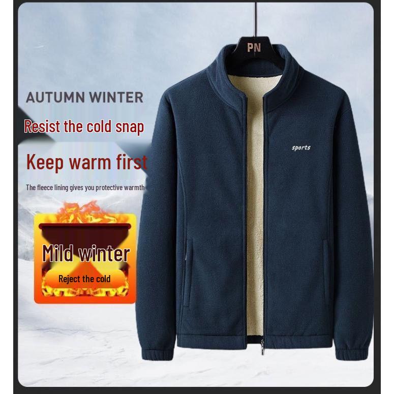 Men's Fleece Jacket: Double-Sided Plush, Lambswool, Thickened Casual Sportswear for Autumn/Winter.