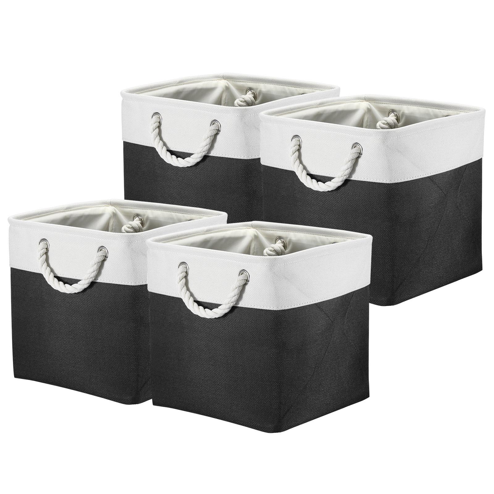 

4pcs Cube Folding Storage Basket Splicing Linen Cloth Storage Box Clothes Closet Laundry Basket for Home Organization 11 Inch