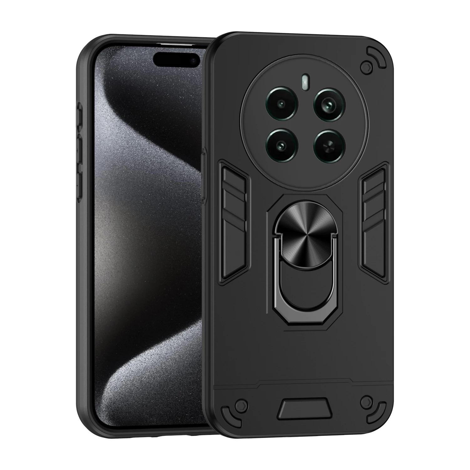 

Противоударный бронированный чехол для Realme 12 Pro Plus 11 10 9 X i Realme V50 C65 C67 4G 5G C55 C53 C35 C33 C31 Магнитная подставка-чехол For Realme 11 5G чёрный