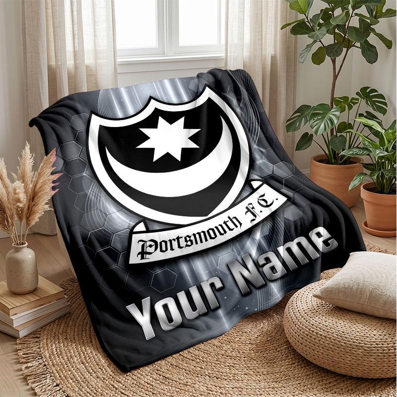 פורטסמות FC שמיכת פלנל עם שם מותאם אישית לוגו כדורגל שמיכת פליז אישית מתנה מיוחדת לספה חדר שינה בית