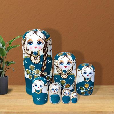 Muñeca Rusa Pintada a Mano Juguete de Apilamiento de Madera Adorno Matrioska para Oficina