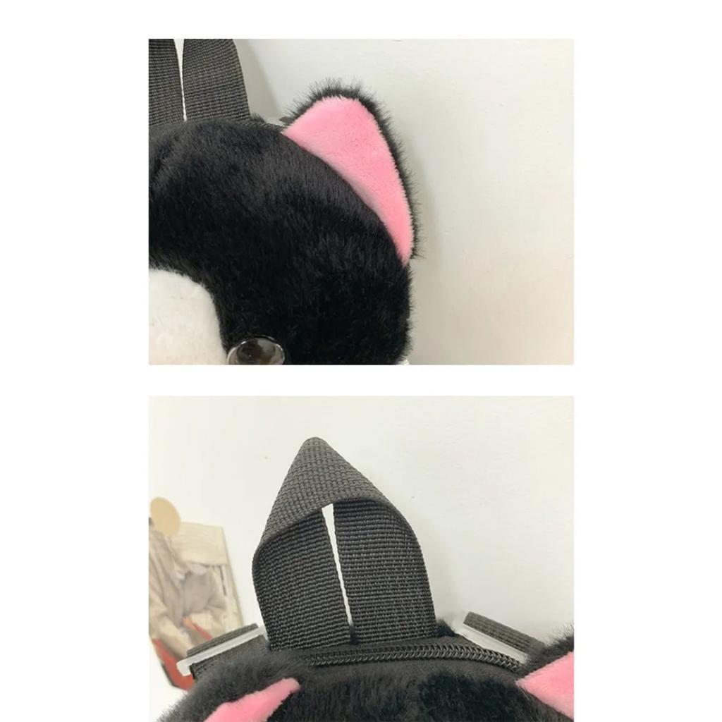 Kawaii kočičí plyšový batoh Simulace černá kočka plyšák hračka panenka Dámské módní crossbody tašky přes rameno Vánoční dárek
