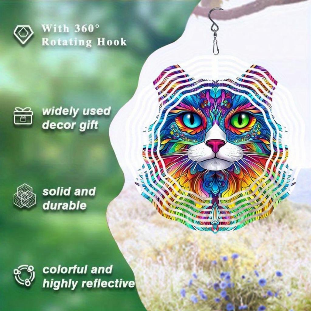 Durable Metal Wind Chime with 2D Rotating Seashell Design Colorful Reflective Outdoor Decor for Garden Patio Yard