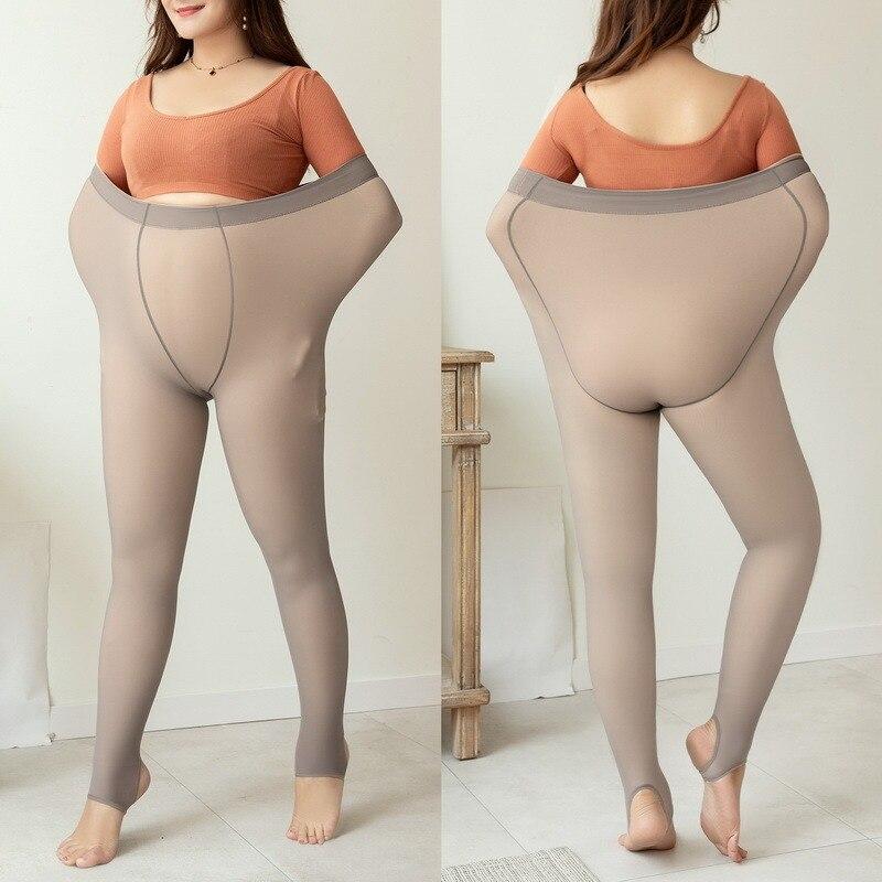 Fake Translucent Warm Fleece Pantyhose 