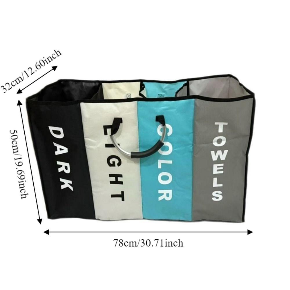 Folding 4 Grids Dirty Clothes Basket Oxford Cloth Miscellaneous Storage Bag  Dormitory