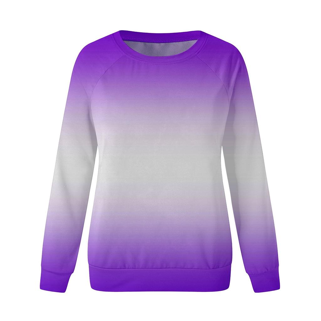 Damen Rundhals-Oberteile Baumwolle Damen Casual Fashion Print Langarm O-Ausschnitt Pullover Top Bluse
