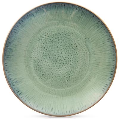 Large Flat Dinner Plate for Dinner, Ceramic, Green, 27 Cm