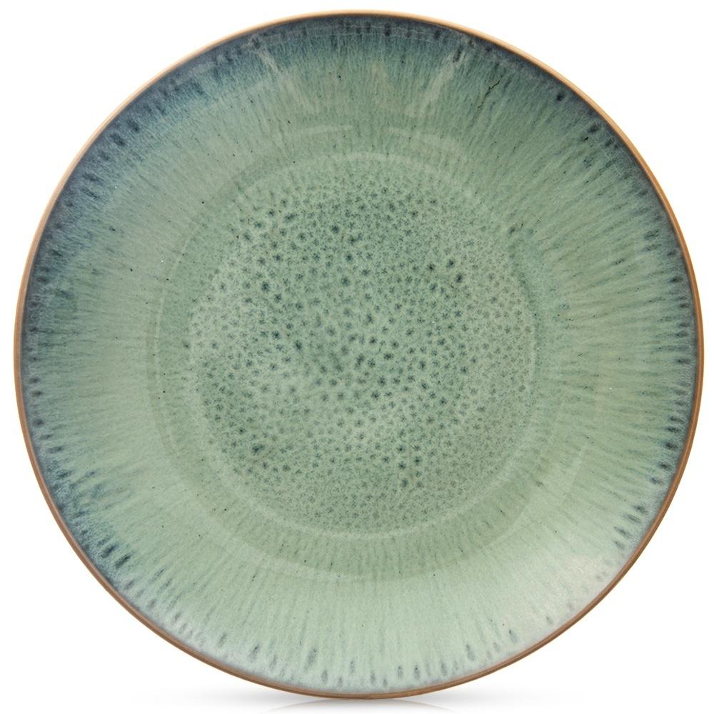 Large Flat Dinner Plate for Dinner, Ceramic, Green, 27 cm
