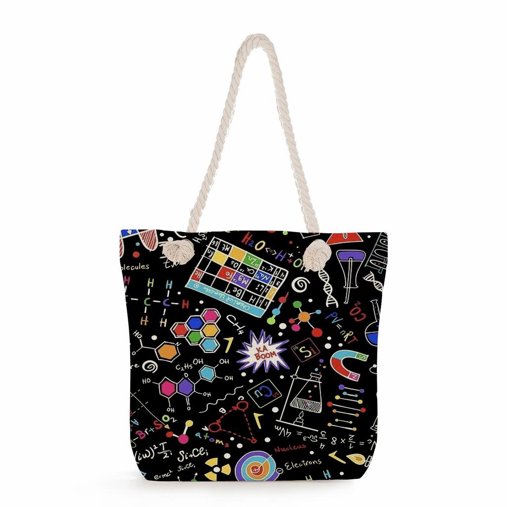 Physical Chemistry print thick rope single-shoulder beach bag 7216