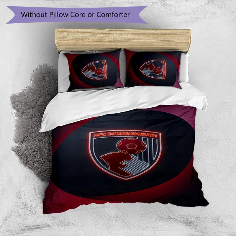 Set Lenzuola Stampato Calcio Bournemouth 3 Pezzi, Comodo Set Copripiumino per Camera da Letto Amico della Pelle
