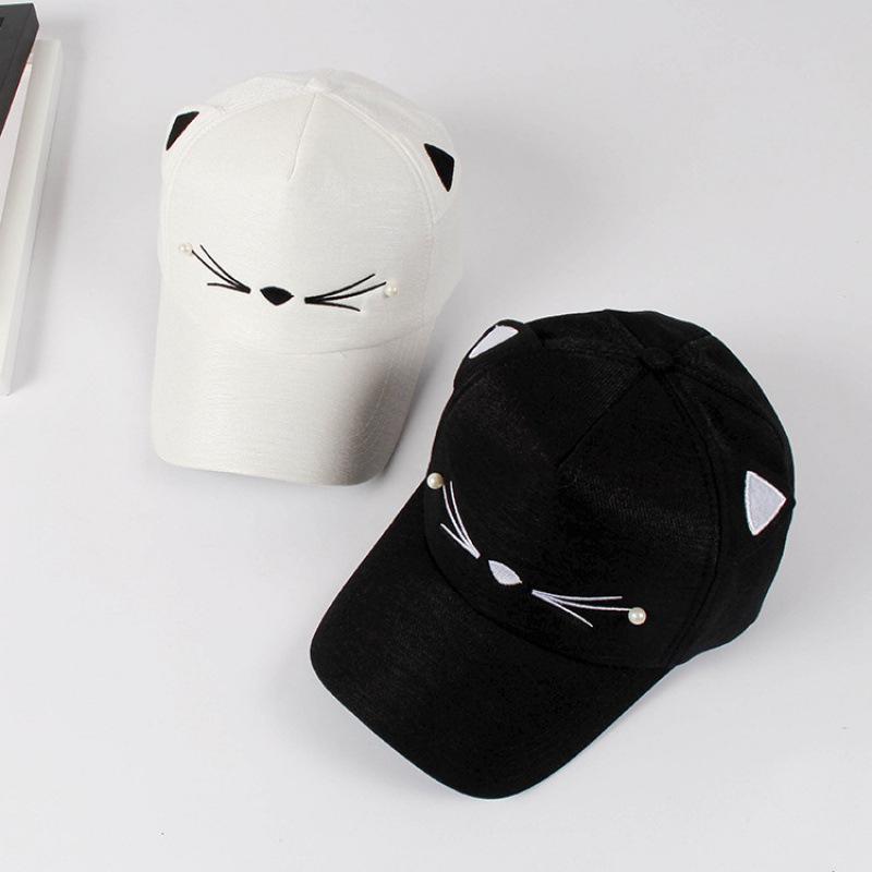 Children's Cartoon Hat Female Summer Versatile Sweet Cute Baseball Cap Personality Big Flower Cat Student Cap