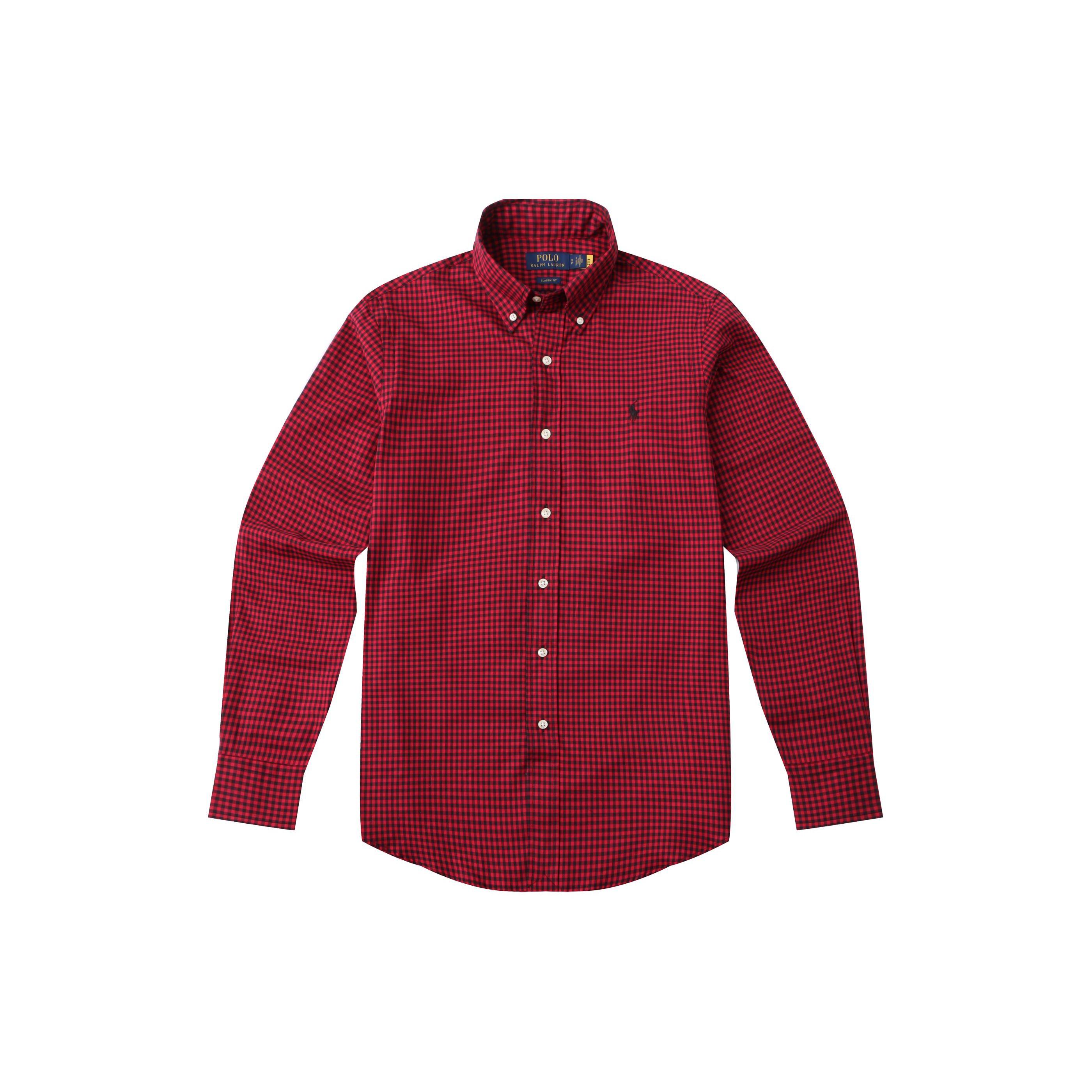 

Polo Ralph Lauren Рубашка мужская повседневная однобортная с длинным рукавом и воротником поло, с принтом в клетку, красная 710881854-001 L