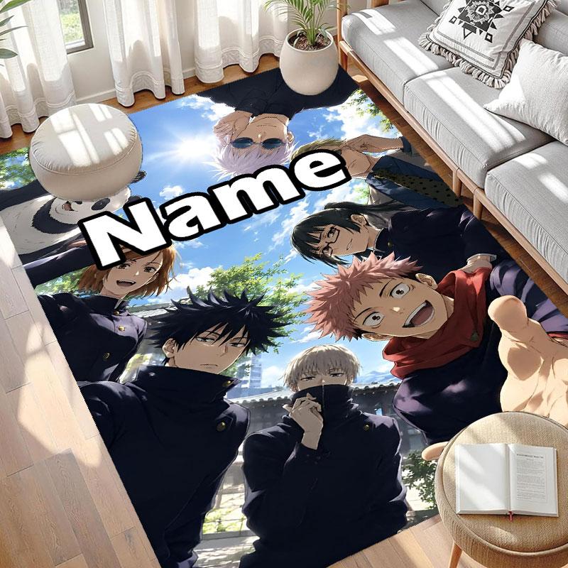 Custom Name Personalized Jujutsu Kaisen Print Carpet, Versatile Home Decor Rug, for Playroom, Apartment, Balcony, Entryway, Hallway Gift