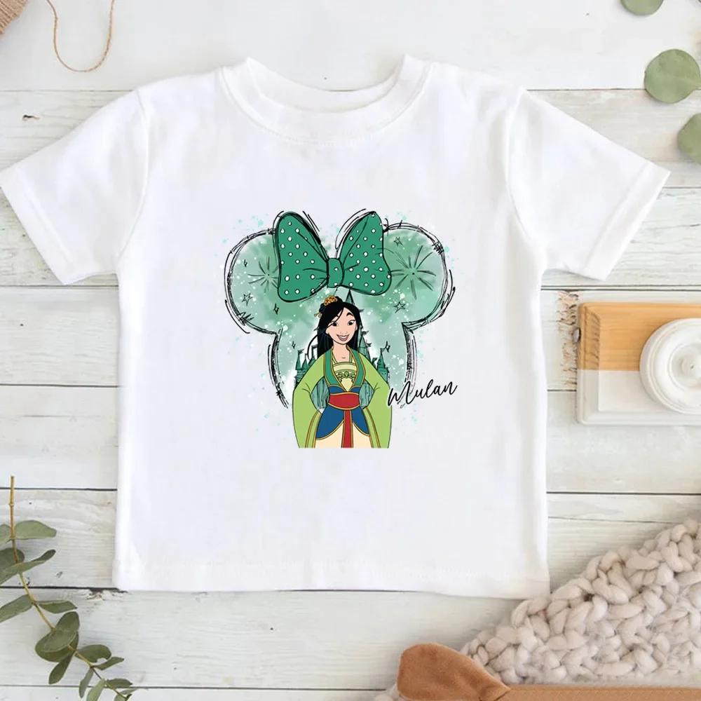 Child Belle Princess Kawaii Printed T-shirt Baby Girl  Soft Cartoon Clothing Cute Graphic Tops Kids Funny Tees