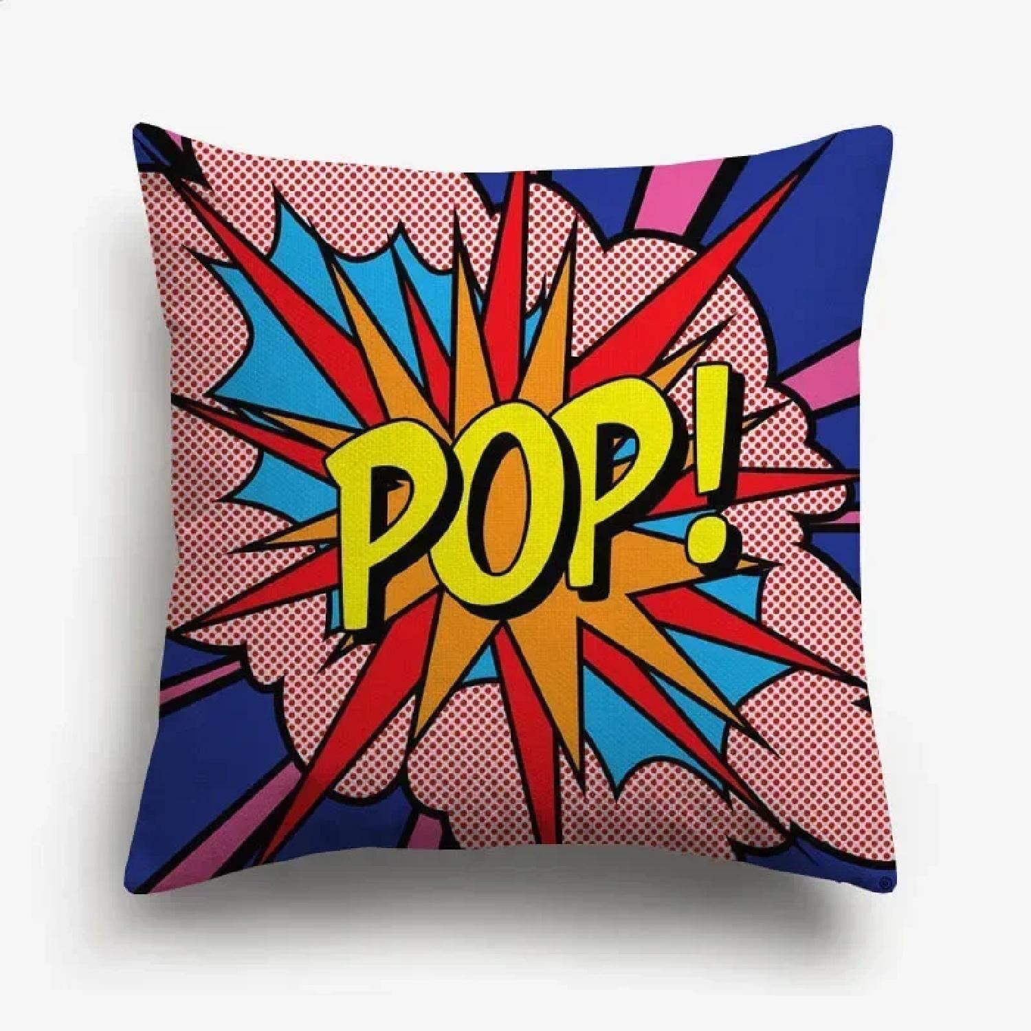 

American POP ART Cushion s BANG WOW BOOM POW Cushion Home Decorative Linen Pillow Case for Sofa CouchB, 66x66cm