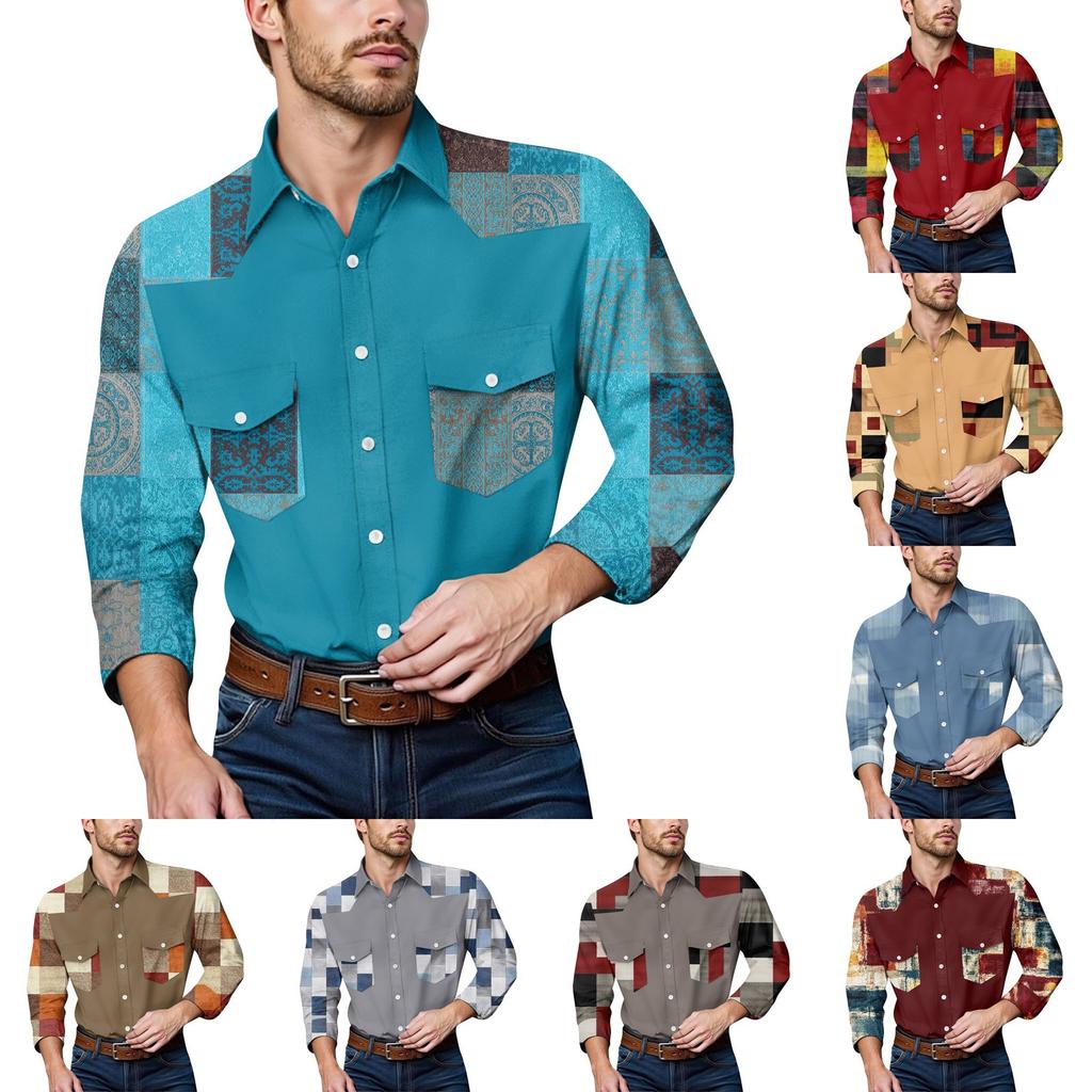 Men'S Fashionable Lapel And Shoulder Length Long Sleeved Casual Top