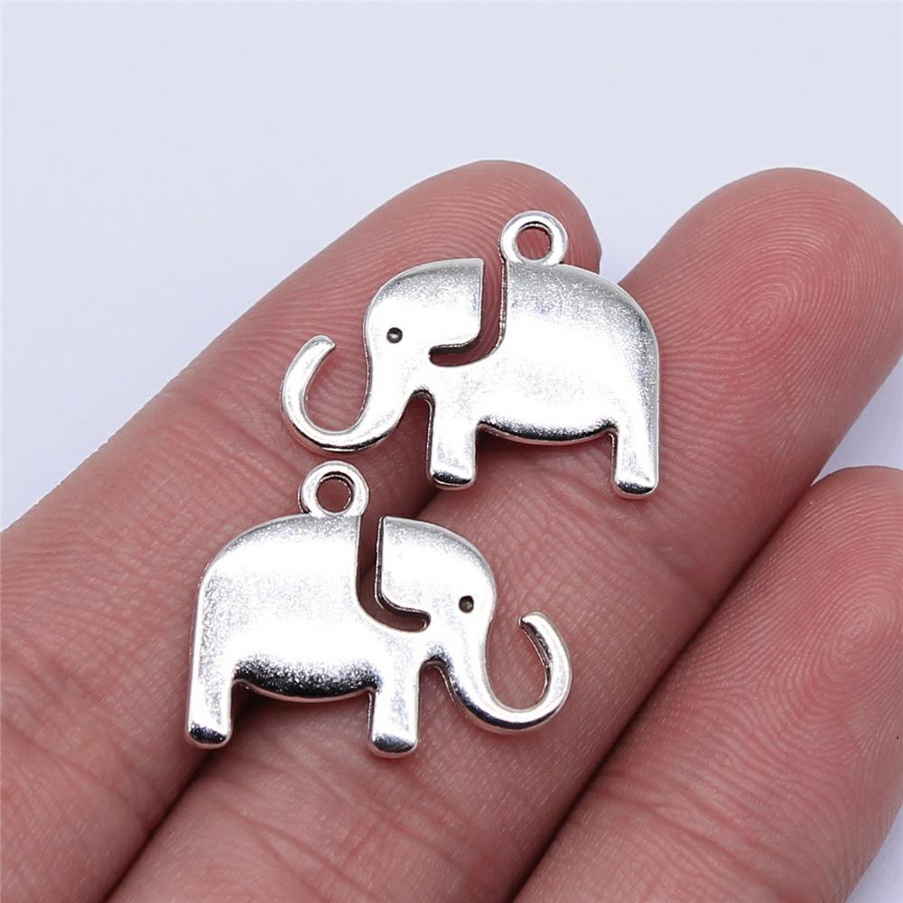 10pcs Elephant Charms For Jewelry Making Tibetan Bronze Silver Color Pendants Antique Jewelry Making DIY Handmade Craft