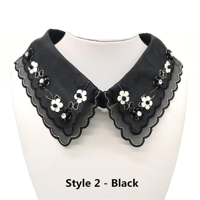 1pcs Fashion Shirt Sewing Lace Sweater Elegant False Collar Wedding Dress Accessories # White & Black
