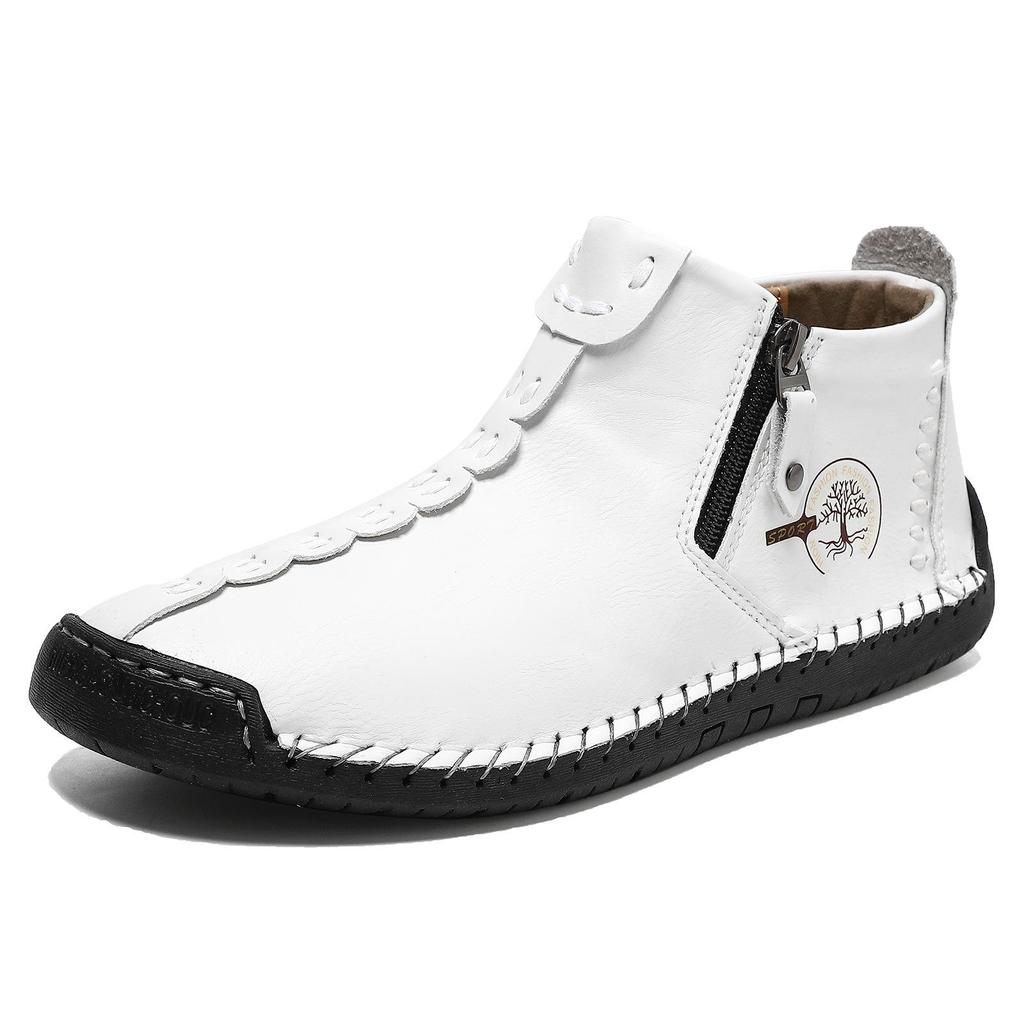 Autumn/Winter Men's Ankle Boots Large Size Zipper Men's Boots Outdoor Casual Hand Sewn Work Clothes Boots