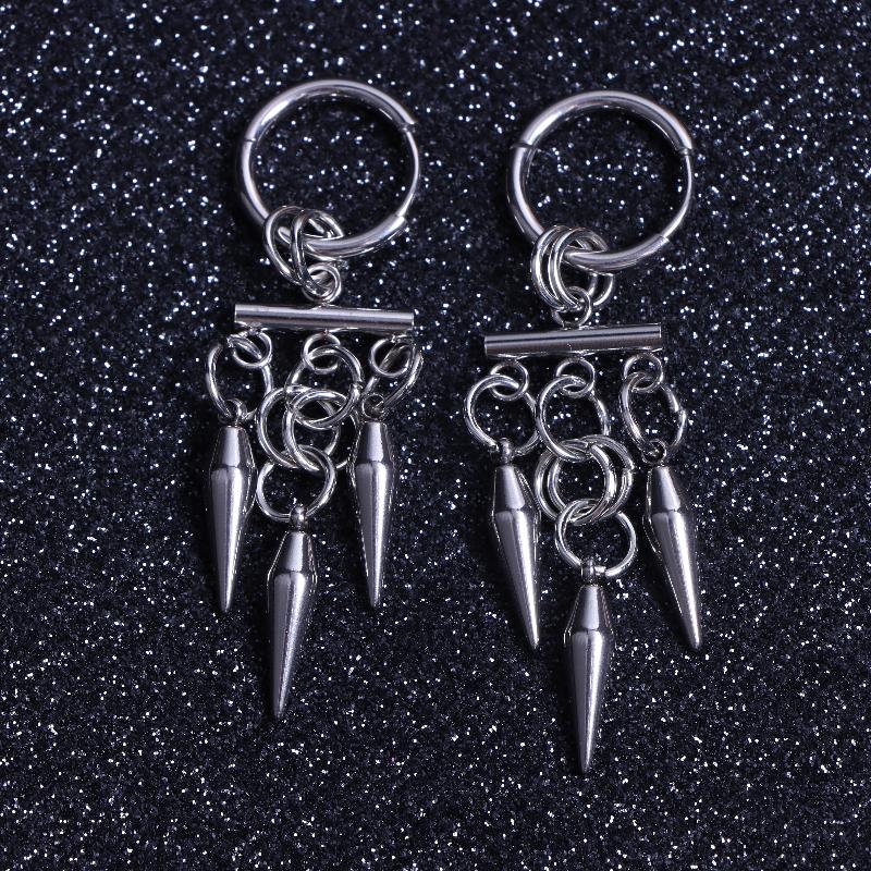 Gothic Punk Edelstahl Spike Creolen Anhänger Für Unisex Y2K Kette Quaste Hängeohrringe