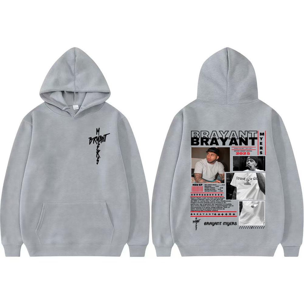 Rapper Bryant Myers 2025 Tour Cover Pullover Men Women Fashion Street Pop Music Hoodie Casual High Quality Oversized Sweatshirts