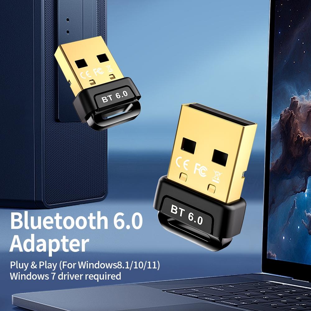 USB Bluetooth 6.0 Adapter Wireless Audio Receiver Transmitter Bluetooth 6.0 Dongle for PC Laptop Keyboard Mouse Headphone Speak