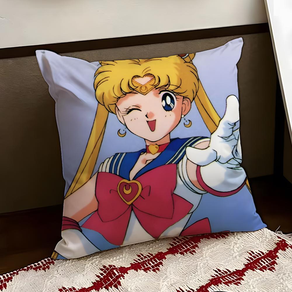 SSailor Anime MMoon Cushion Cover Reversible Soft Durable Pillow Cover Home Car MultiScene Use for Daily Comfort