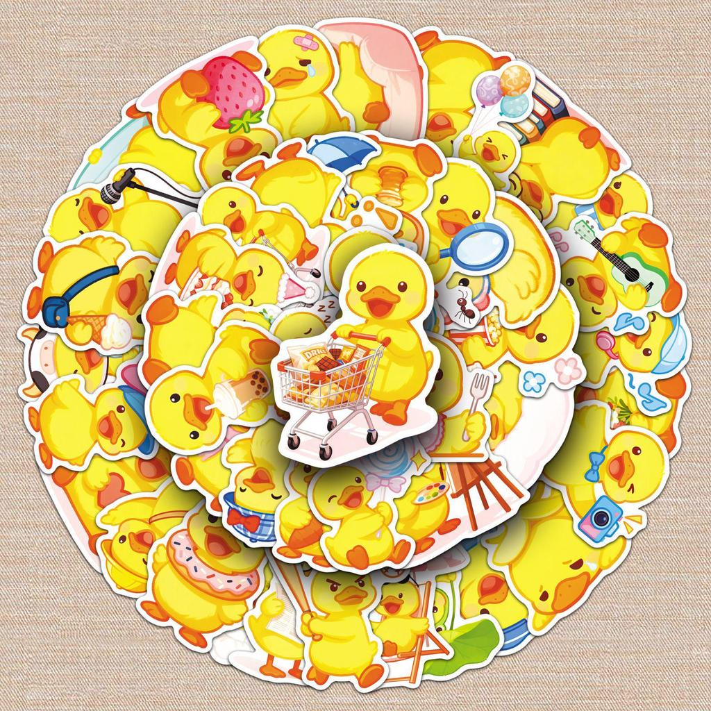 51PCS Cute Duck Cartoon Stickers - Yellow Animal Series for Notebooks & Phone Cases