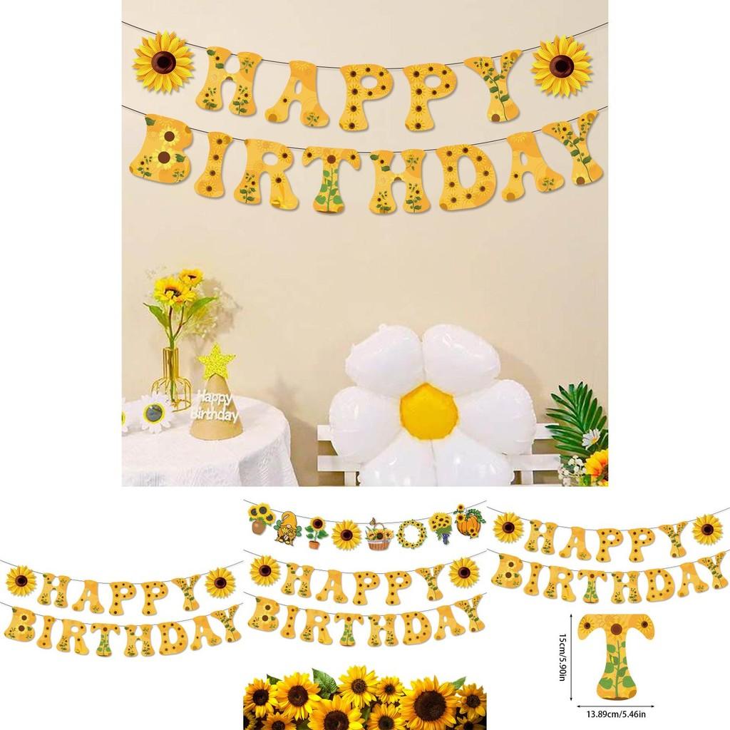 Sunflower Theme Venue Banner With Paper Flags For Party Scene Decoration And Celebrations