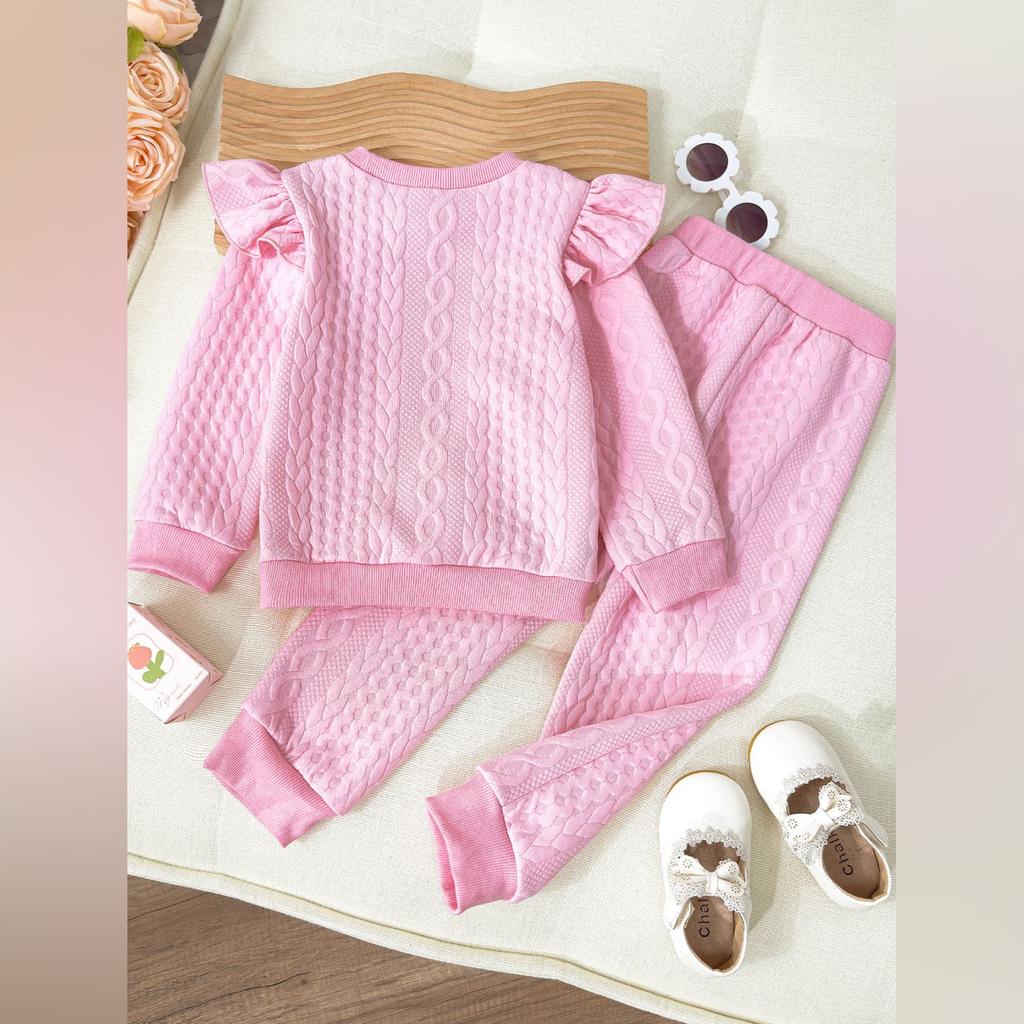 Kids Cartoon Casual Fashion Outfit Set Long Sleeve Top & Pants
