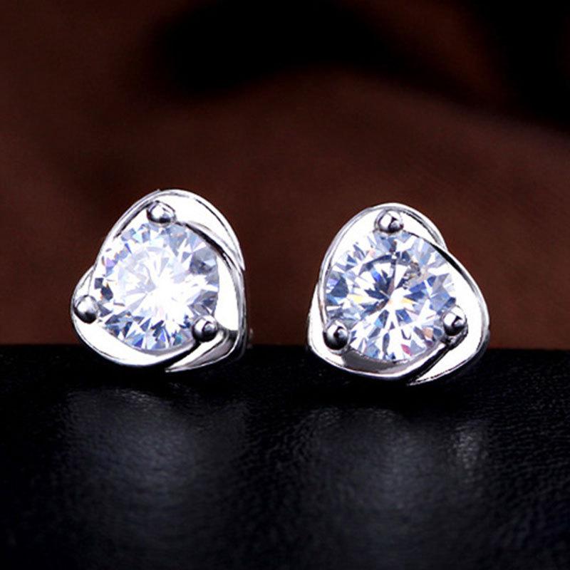 925 Sterling Silver Fashion Jewelry Purple and Silver AAA Zircon Earrings