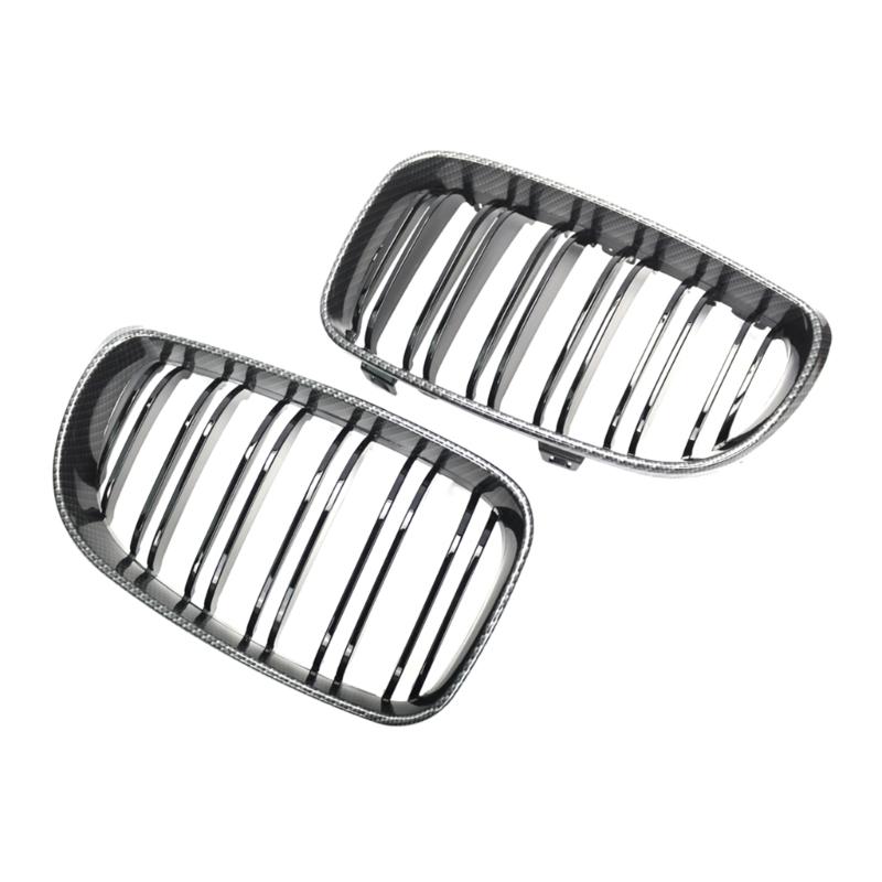 1 Pair Front Kidney Grille for   2019 51137166439 Gloss- Black Double-Line Left Right Front Grills Frame Trim