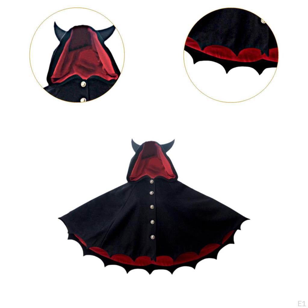 Halloween Cloak Death Cape Outfit Cowl Devil Ears for Kids Adults Boys Girls