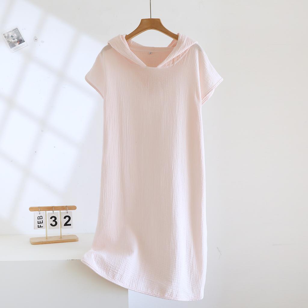 2026 New Spring/Summer Couple Short Sleeve Bathrobe 100% Cotton Women's Water Absorbing Quick Drying Sleeper Robe