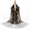 New Sequined Peacock Tassel Embroidered Long Scarf for Women  Fashionable and Versatile National Style Shawl Thin Silk Scarf