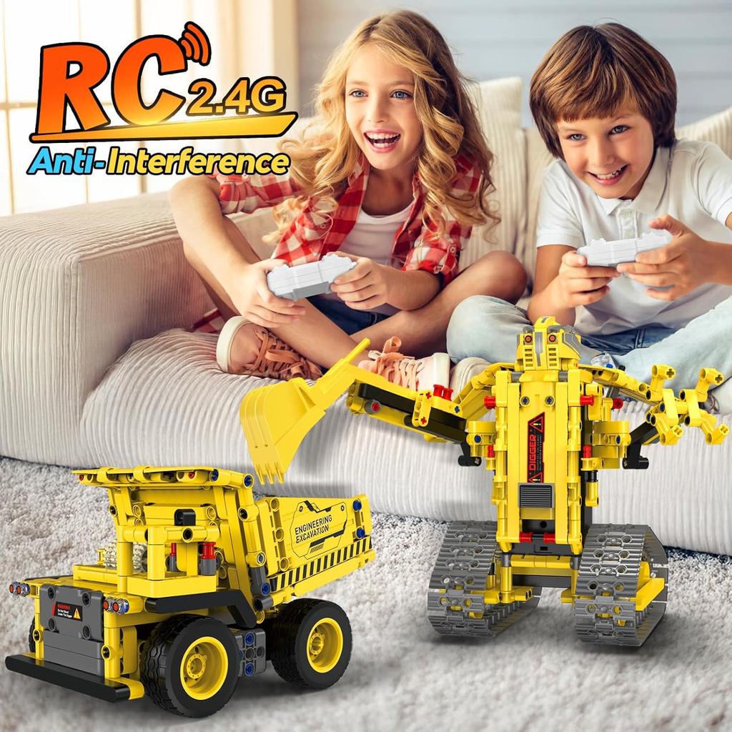 5-in-1 Stem Building Robot,555 PCS Kits for Kids , APP & Remote Control,Excavator Construction Toys, Programmable Erector, Gift