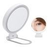 Travel Makeup Mirror with Light White Stand Adjustable Angle Magnifying Mirror Double Sided Magnific