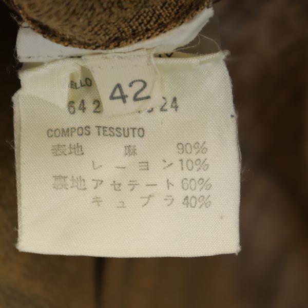 Emporio Armani Made In Italy Linen Blend Check No Color Jacket 42 Brown Women Used