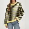 Women's Casual Striped Round Neck Long Sleeve Pullover Sweater for Everyday Wear